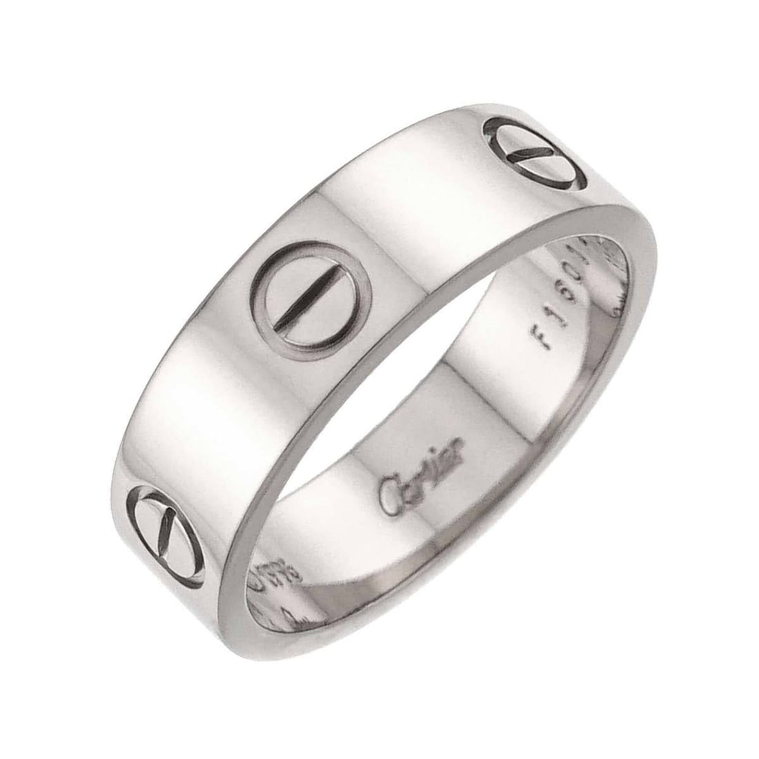 Cartier Love Ring #58, 18K WG (White Gold 750): --- Catalog ---Category: SizeUS Size: 9Brand Size: 58Category: DesignType: Band ringGender: MenMaterial: White gold (18K)Category: GeneralBrand: Cartier--- Item List ---Section: ConditionRanking: Rank