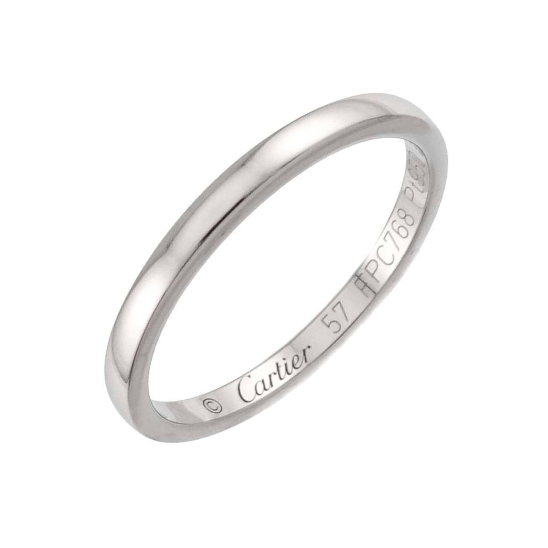 Cartier Ballerina Ring #57, 2mm wide, Platinum.: --- Catalog ---Category: SizeUS Size: 8.5Brand Size: 57Category: DesignType: Band ringGender: Women,MenMaterial: Platinum 950Category: GeneralBrand: Cartier--- Item List ---Section: ConditionRanking: 