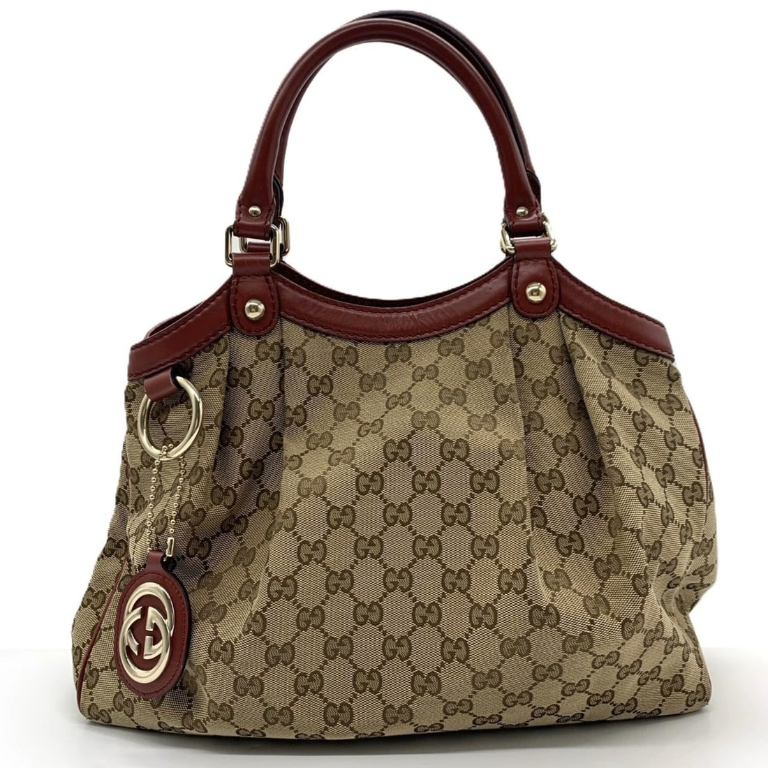 Gucci GG Canvas Sukey Tote Bag Handbag Leather Bordeaux Brown Interlocking Women's GUCCI: --- Catalog ---Category: SizeSize (HxWxD): 26cm x 35cm x 12cm / 10.23'' x 13.77'' x 4.72''Category: DesignType: Handbag, Tote bagColor: Bordeaux brownGender: WomenMaterial: GG canvas Category: General
