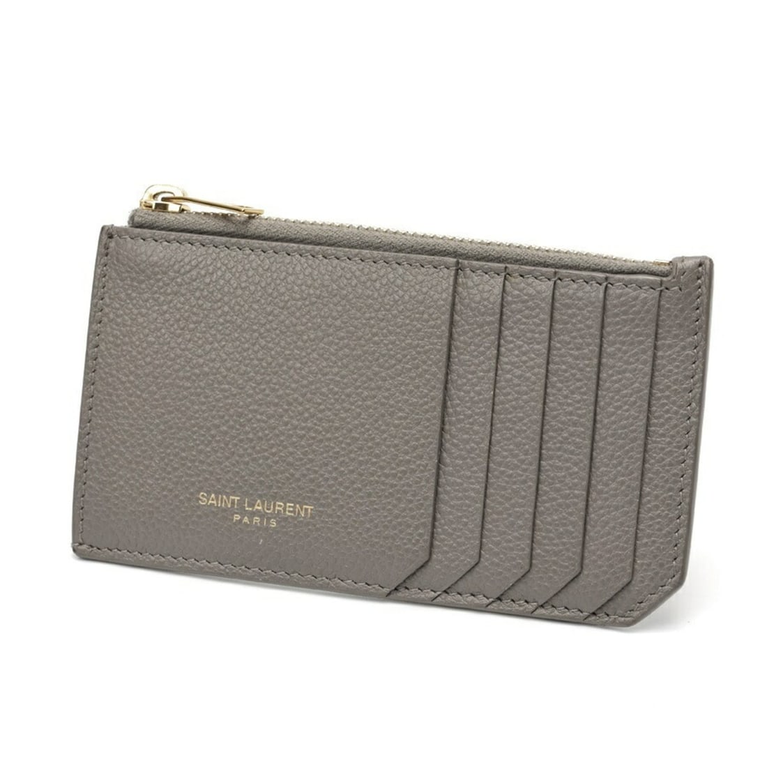 Saint Laurent Fragment Card Case Coin Holder 631992 Leather Gray (1 of 6)