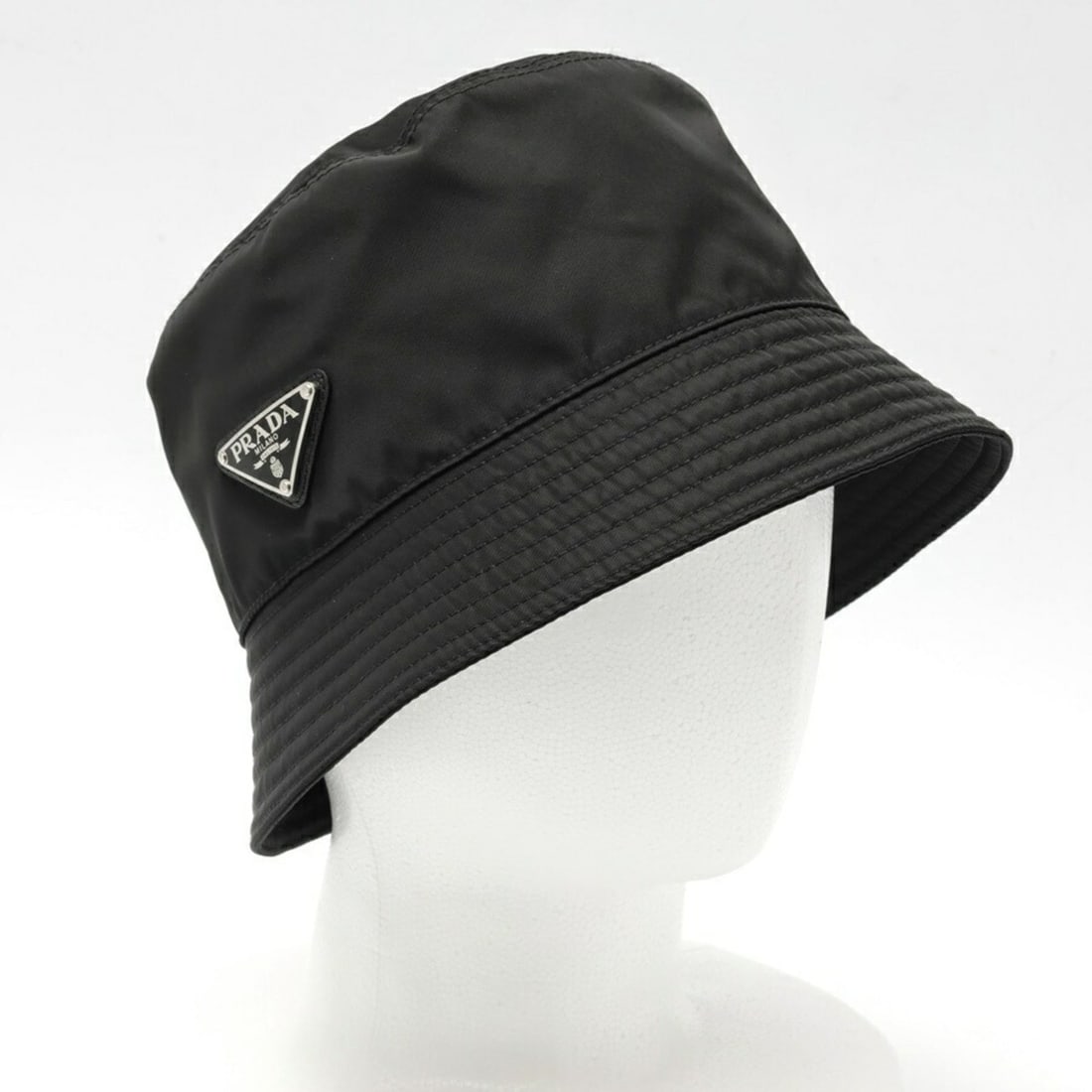 Prada PRADA Re-Nylon Triangle Bucket Hat 2HC137 Nylon Black # XL (1 of 8)