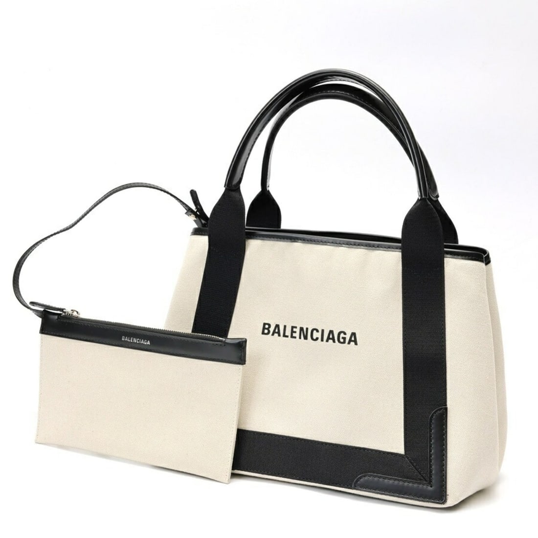 Balenciaga Navy Cabas S Tote Bag 339933 Canvas Leather Natural Black: --- Catalog ---Category: SizeSize (HxWxD): 24cm x 30cm x 15cm / 9.44'' x 11.81'' x 5.9''Category: DesignType: Tote bagColor: Black, IvoryGender: Women,MenMaterial: Canvas , Leather Category: