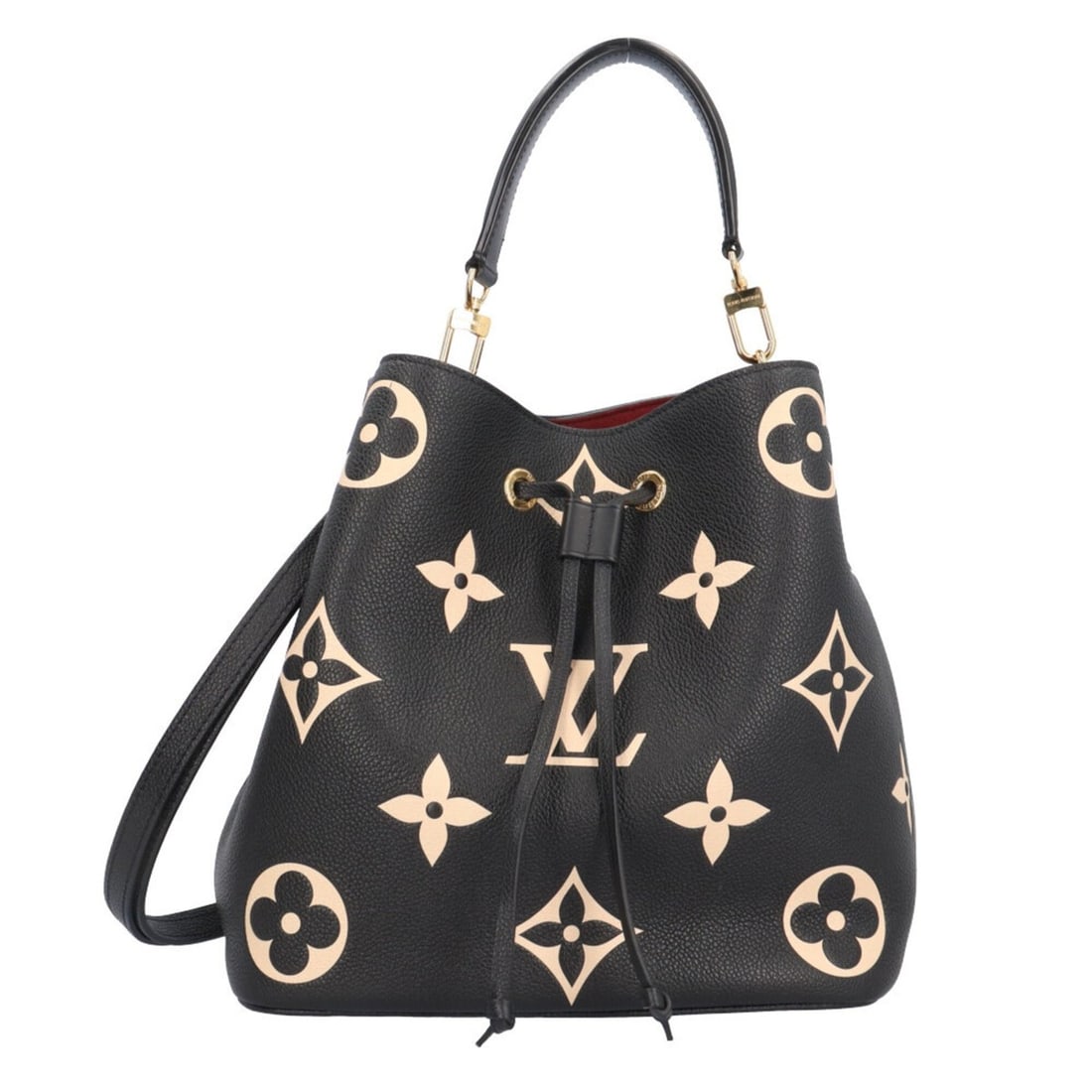 Louis Vuitton NeoNoe MM Bicolor Monogram Empreinte Shoulder Bag, M45497, Black, Women's, LOUIS: --- Catalog ---Category: SizeSize (HxWxD): 25.5cm x 25.5cm x 17cm / 10.03'' x 10.03'' x 6.69''Category: DesignType: Pouch, Shoulder bagColor: Beige, Black, OrGender: WomenHandmade: YesMaterial: Monogr