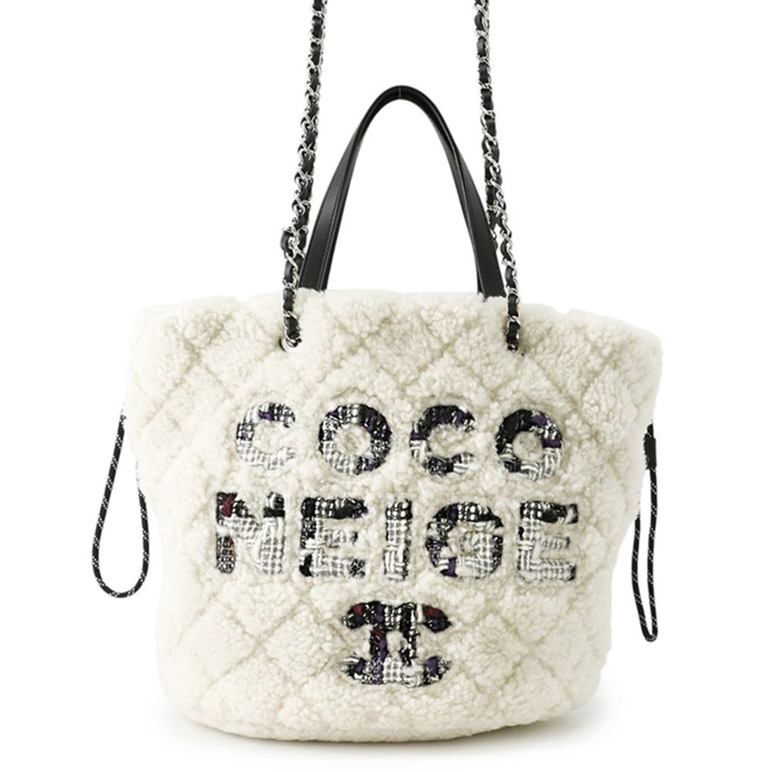 Chanel Tote Bag, Coco Mark, Neige, Tweed, Shearling AS0981, CHANEL Handbag, White, Women's: --- Catalog ---Category: SizeSize (HxWxD): 25cm x 25cm x 17cm / 9.84'' x 9.84'' x 6.69''Category: DesignType: Handbag, Tote bagColor: WhiteGender: WomenMaterial: Tweed Category: GeneralMPN: AS0981Bran