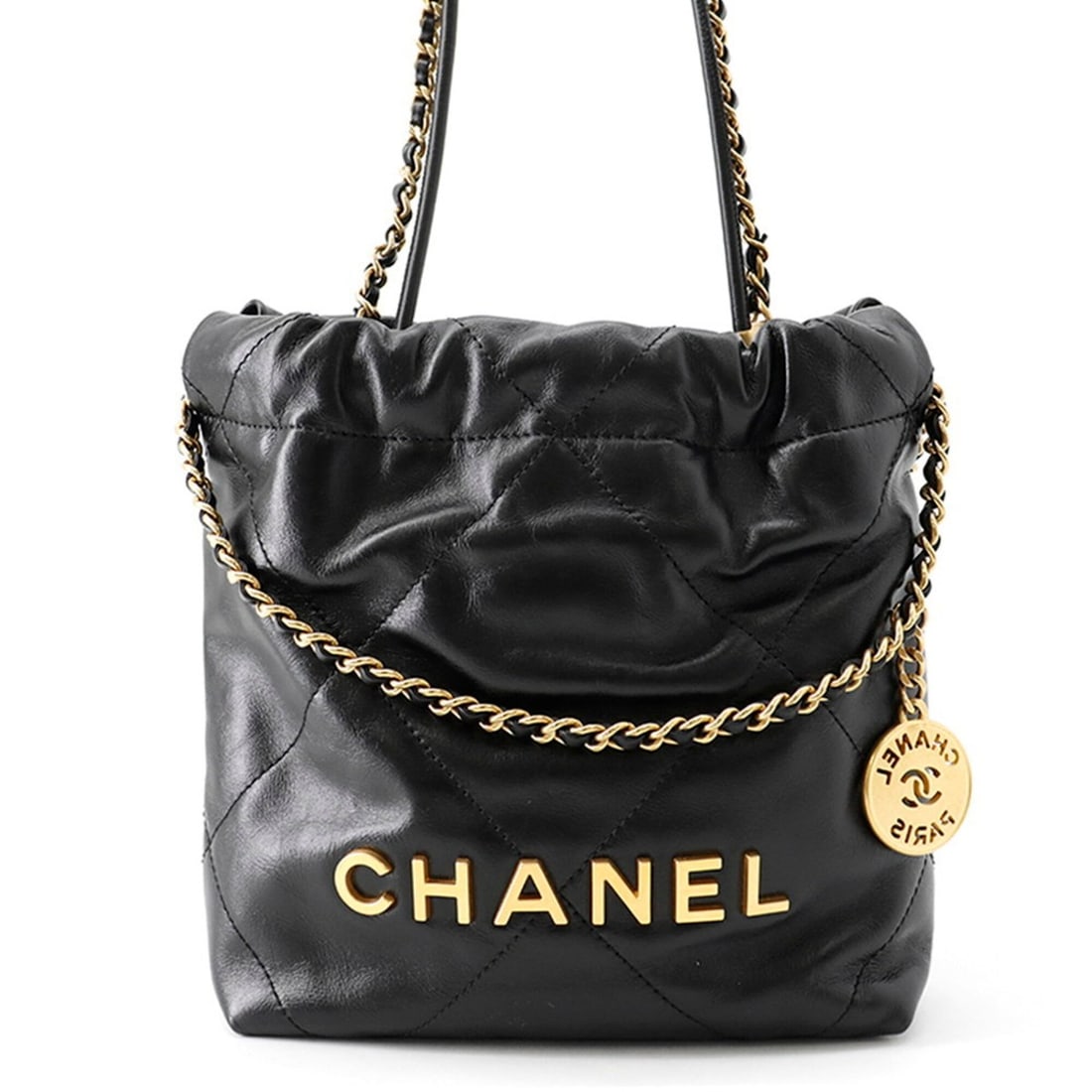 Chanel handbag CHANEL 22 Mini Coco Mark Shiny Calf Leather AS3980 2-way Black women's: --- Catalog ---Category: SizeSize (HxWxD): 19cm x 16.5cm x 6cm / 7.48'' x 6.49'' x 2.36''Category: DesignType: HandbagColor: BlackGender: WomenCategory: GeneralMPN: AS3980Brand: ChanelCountry of Origi
