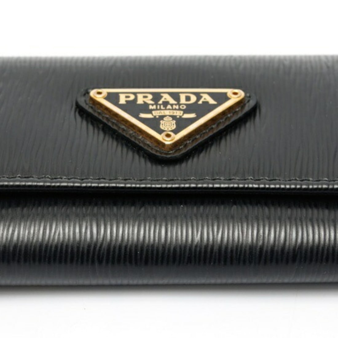 Prada Triangle Key Case 1PG222, Leather, Black - 3