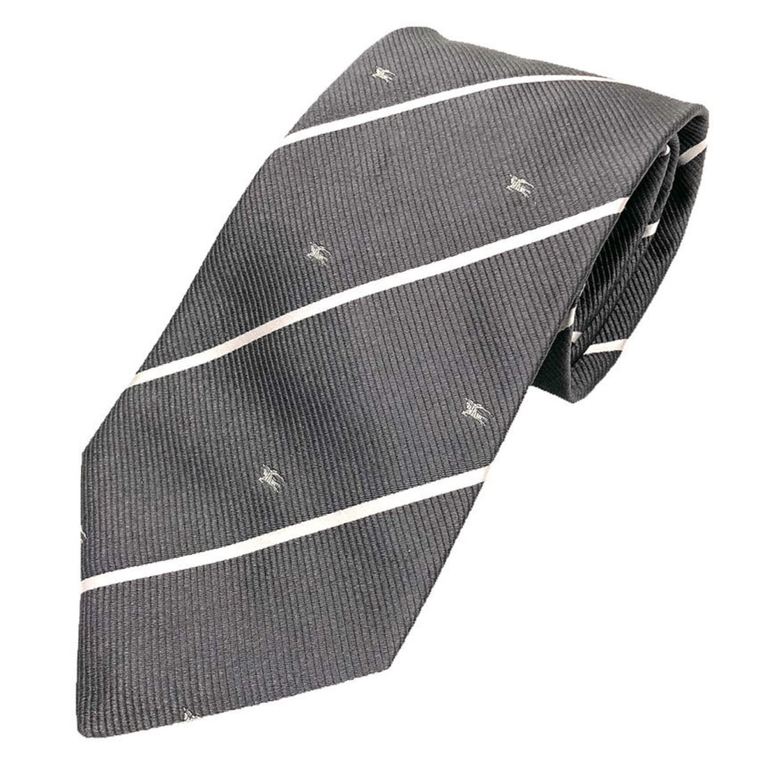 BURBERRY LONDON Burberry Tie, Striped, 100% Silk, Gray, Men's: --- Catalog ---Category: SizeWidth: 9.5cm / 3.74''Category: DesignType: CravatColor: GrayGender: MenMaterial: Silk Category: GeneralBrand: BurberryCountry of Origin: Italy--- Item List ---Section: