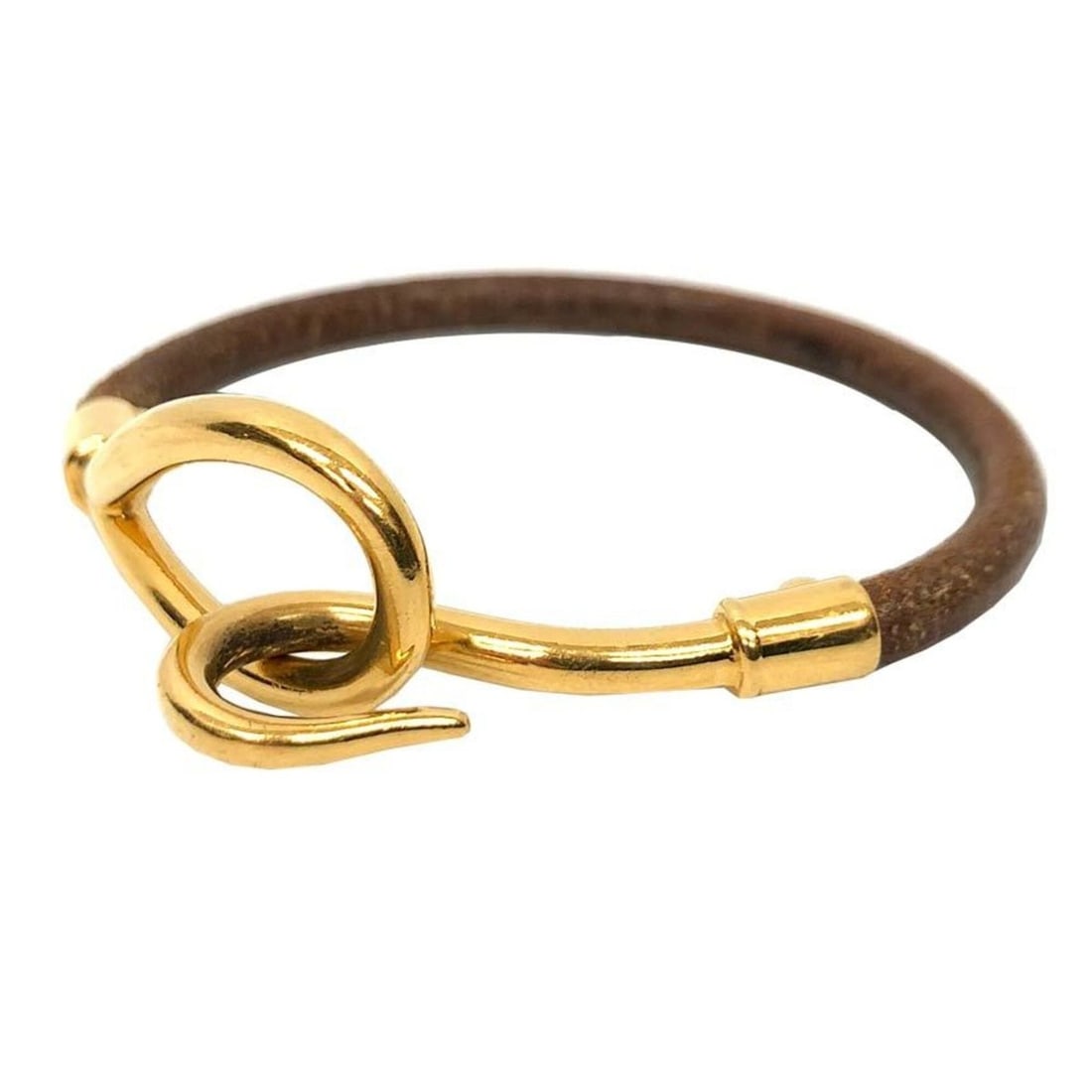 Hermes Jumbo Bracelet, Single Strand, Camel Brown x Gold Leather, Men's & Women's: --- Catalog ---Category: SizeLength: 18cm / 7.08''Category: DesignType: Charm braceletColor: Brown, Camel, GoldGender: Men,WomenMaterial: Brass, LeatherCategory: GeneralBrand: Hermes--- Item List