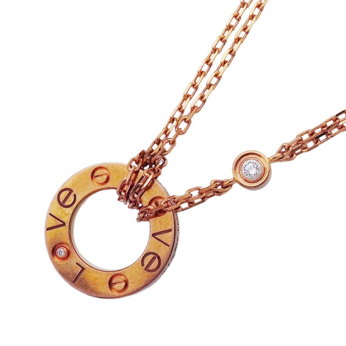 Cartier Love Circle Necklace, 1PD (18K Pink Gold), Diamond, Women's: --- Catalog ---Category: SizePendant Size: 13mm x 13mm / 0.51'' x 0.51''Neck Circumference: 38 cm - 41 cm / 14.96'' - 16.14''Category: DesignStone: DiamondGender: WomenMaterial: Pink gold (18K)Necklac