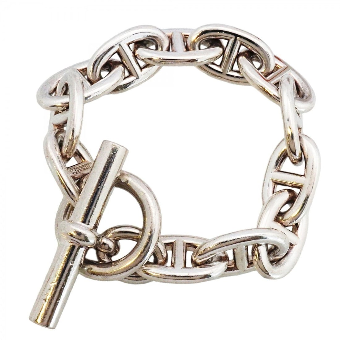 Hermes Chaine d'Ancre TGM Bracelet, 12 links, Sterling Silver 925, Men's: --- Catalog ---Category: SizeLength: 18cm / 7.08''Category: DesignType: Charm braceletGender: MenMaterial: Silver 925Category: GeneralBrand: Hermes--- Item List ---Section: ConditionRanking: Rank AB U