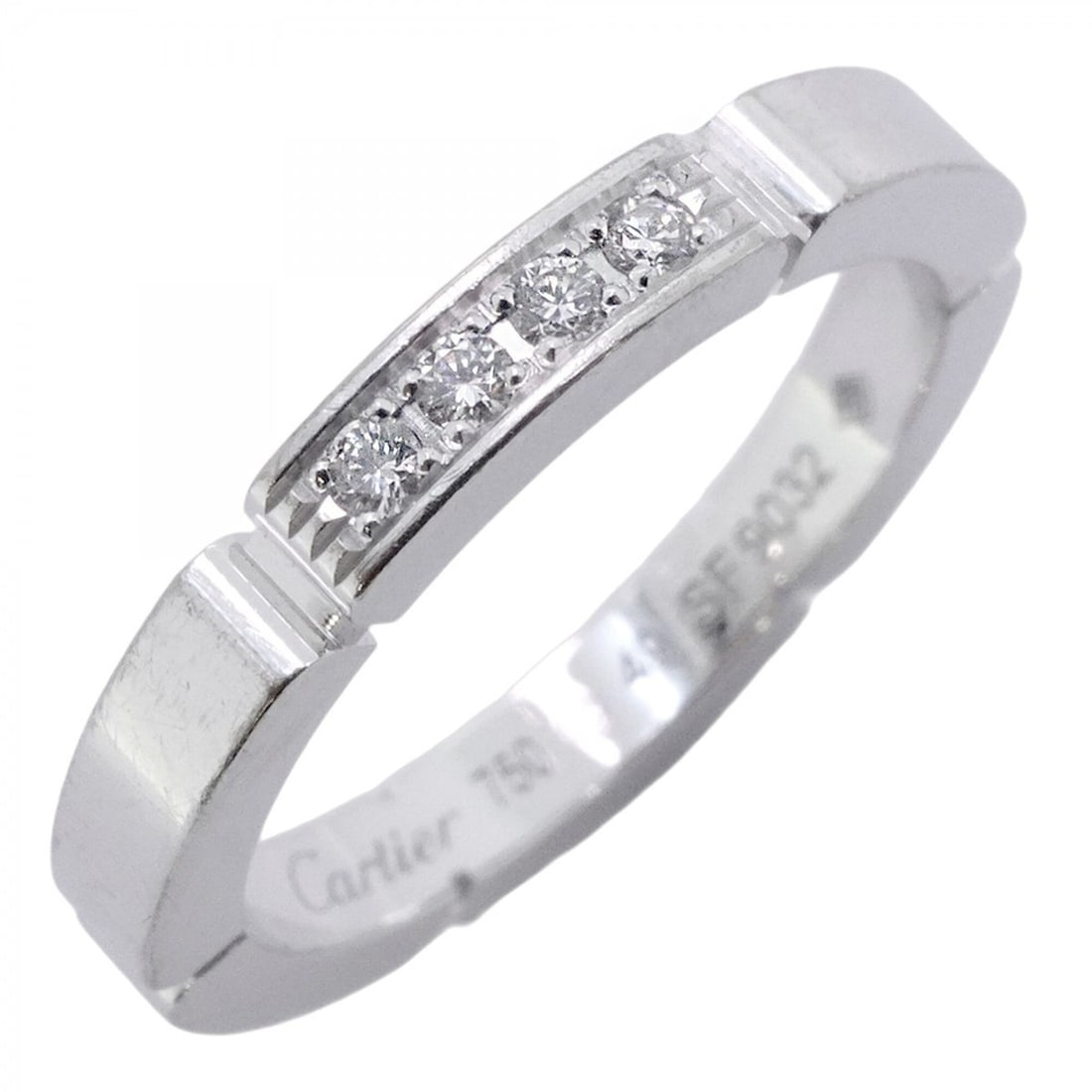 Cartier Maillon Panthère Ring, 4PD, 18KWG White Gold, Diamond, Size 49, Ladies' Ring: --- Catalog ---Category: SizeUS Size: 5Brand Size: 49Category: DesignType: Band ringStone: DiamondGender: WomenMaterial: White gold (18K)Category: GeneralBrand: Cartier--- Item List ---Section: Condit