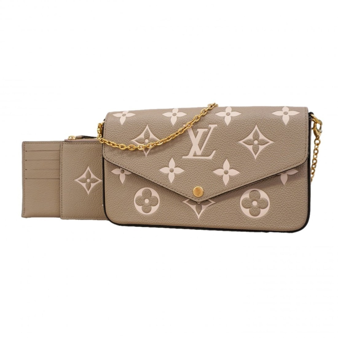 Louis Vuitton Wallet/Shoulder Wallet Monogram Empreinte Bicolor Pochette Felicie M82610 Tourtreme: --- Catalog ---Category: SizeSize (HxWxD): 12.5cm x 21cm x 3cm / 4.92'' x 8.26'' x 1.18''Category: DesignType: Chain/Shoulder walletColor: Cream, TourterelleGender: WomenCategory: GeneralMPN: M82610Br