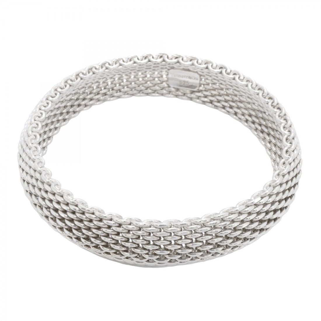 Tiffany & Co. Somerset Mesh Bangle, Sterling Silver 925, Men's Women's: --- Catalog ---Category: SizeLength: 19cm / 7.48''Category: DesignType: BangleGender: Men,WomenMaterial: Silver 925Category: GeneralBrand: Tiffany--- Item List ---Section: ConditionRanking: Rank AB Us