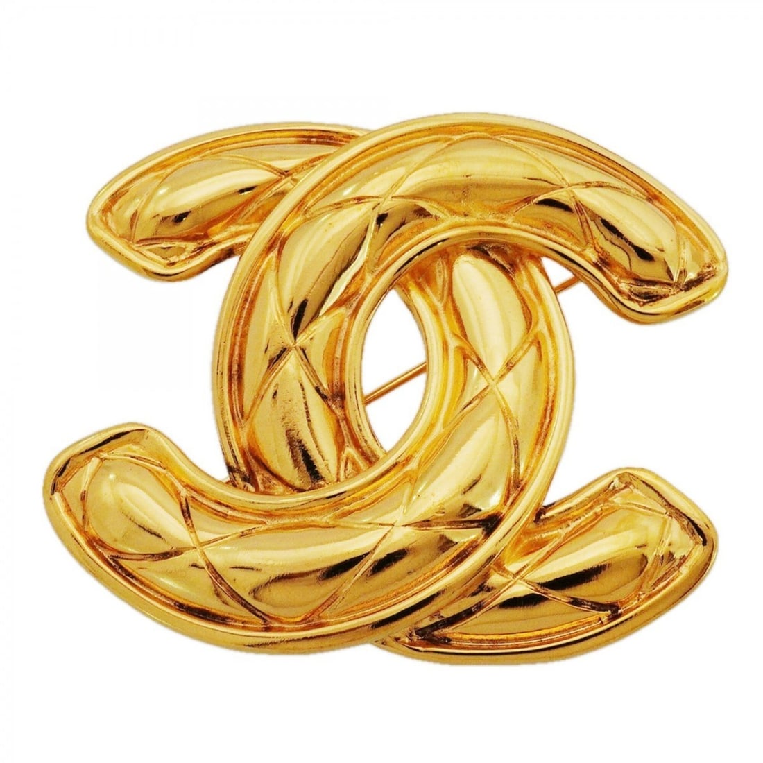 Chanel Brooch, Coco Mark, Matelassé, GP Plated, Gold, Women's: --- Catalog ---Category: SizeSize (HxWxD): 4.89cm x 5.75cm / 1.92'' x 2.26''Category: DesignType: BroochColor: GoldGender: WomenMaterial: Gold platingCategory: GeneralBrand: Chanel--- Item List ---Sec