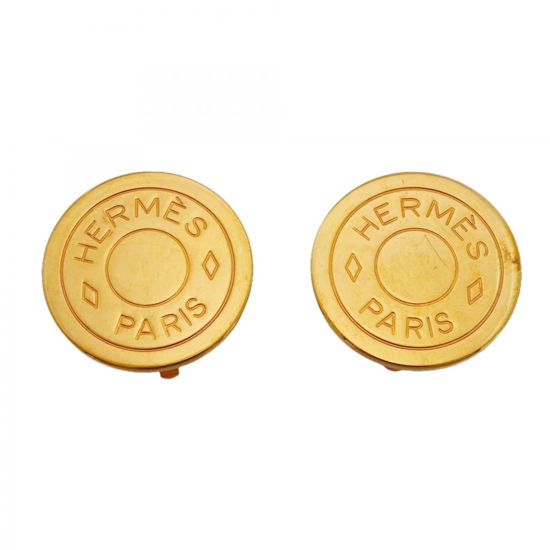 Hermes Earrings, Sellier, GP Plated, Gold, Women's (1 of 6)