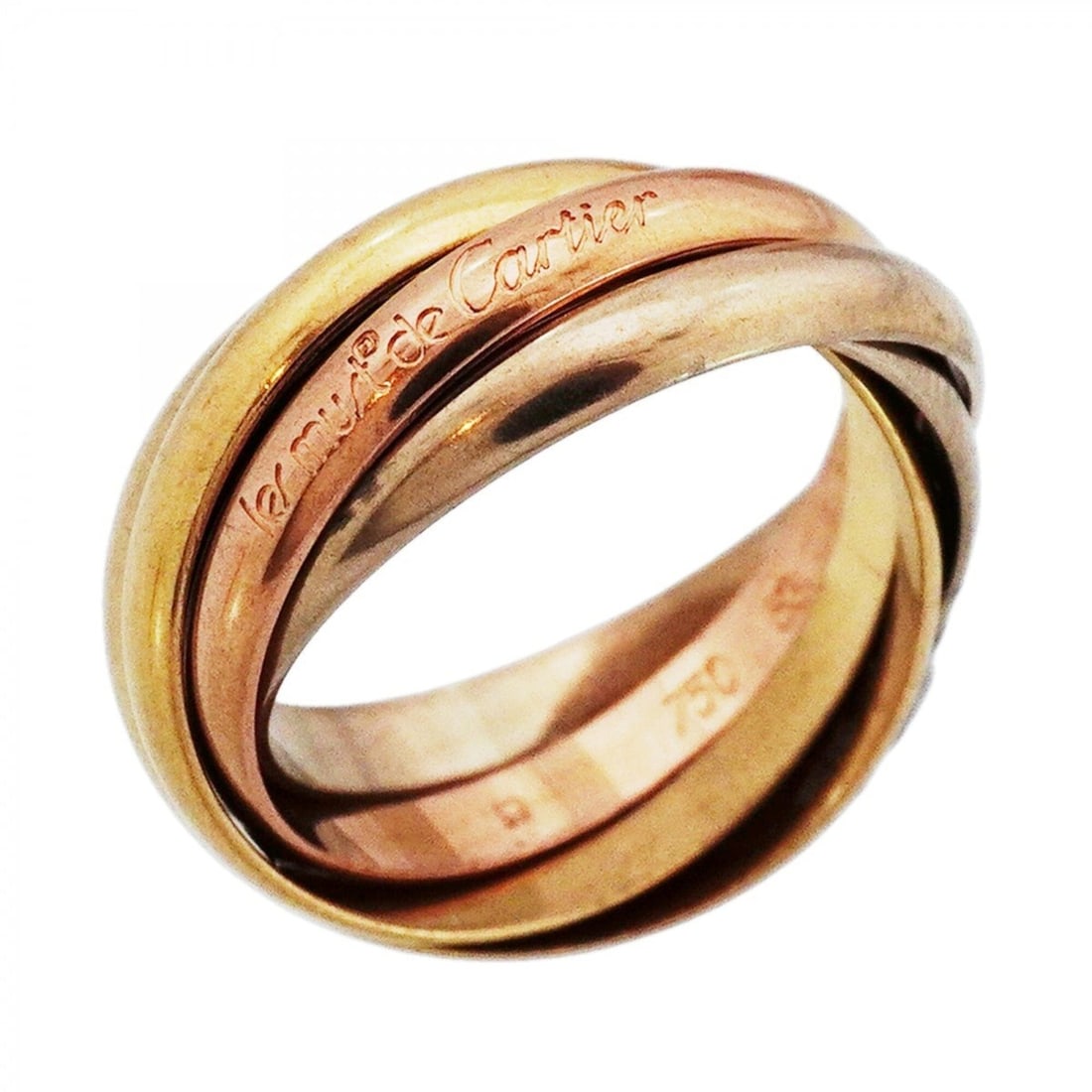 Cartier Trinity Ring, 5-Ring Small Model, 18K Yellow Gold (KYG), White (18KWG), Pink (18KPG), Size (1 of 10)