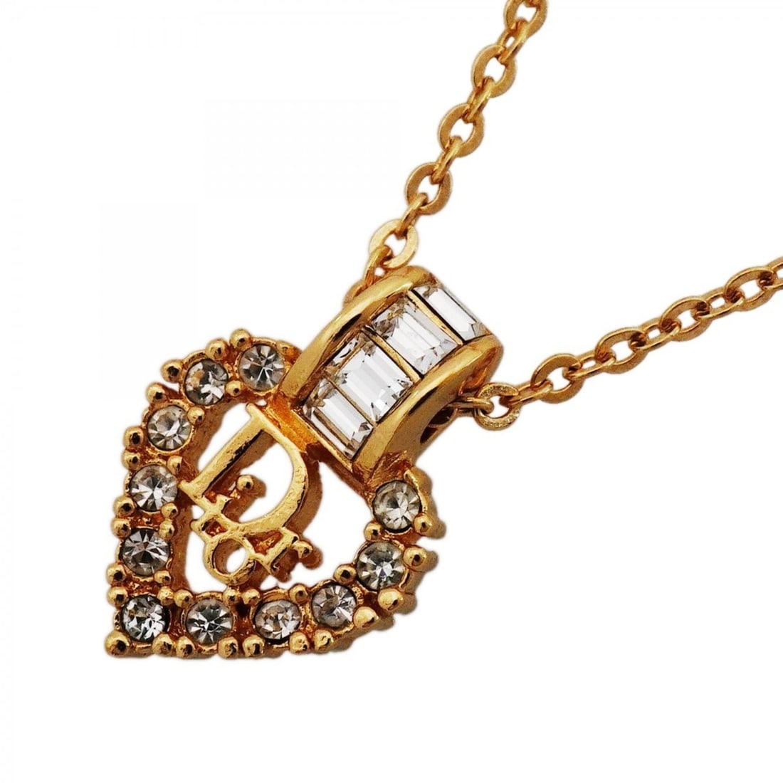 Christian Dior Necklace, GP Plated, Rhinestone, Gold, Women's (1 of 9)