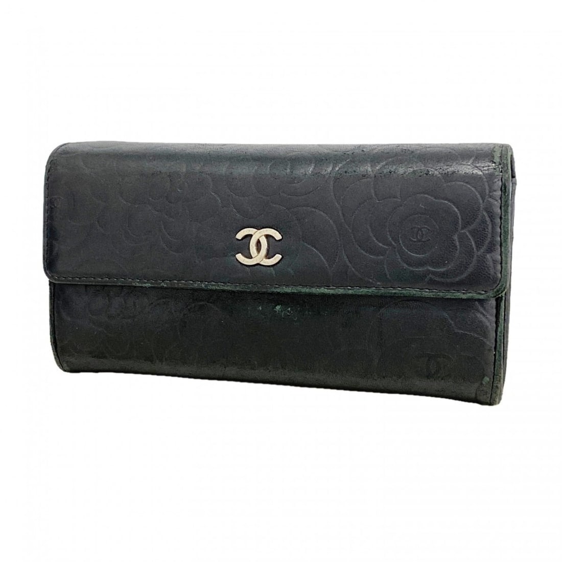 Chanel Long Wallet, Camellia Design, Lambskin, Black, Women's, P2886992: --- Catalog ---Category: SizeSize (HxWxD): 12cm x 19cm x 3.5cm / 4.72'' x 7.48'' x 1.37''Category: DesignType: Long wallet (bi-fold)Color: BlackGender: WomenMaterial: Leather Leather/Fur Type: Lambski