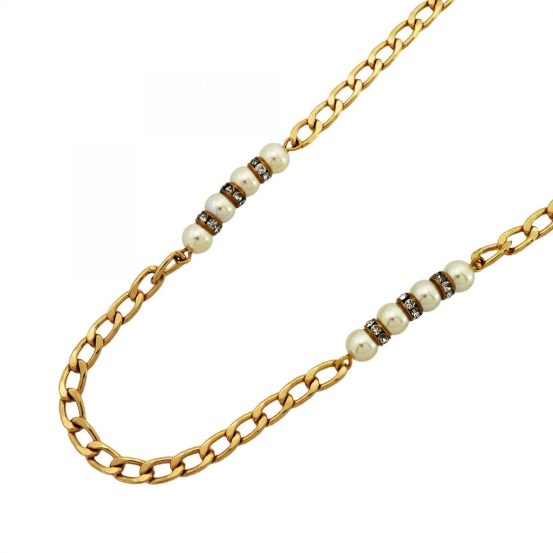 Christian Dior Necklace, GP Plated, Faux Pearl, Rhinestone, Gold, Women's, P2881199: --- Catalog ---Category: SizeNeck Circumference: 78.9 cm / 31.06''Category: DesignColor: GoldGender: WomenMaterial: Gold plating, RhinestoneNecklace Type: NecklaceCategory: GeneralBrand: Christian Dio