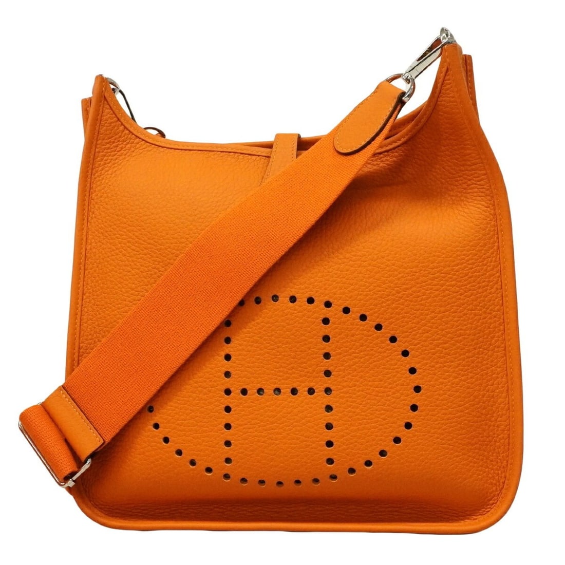 Hermes Evelyne 3PM Shoulder Bag, Taurillon Clemence Leather, Orange, W Stamp, Women's, OP002200 (1 of 9)
