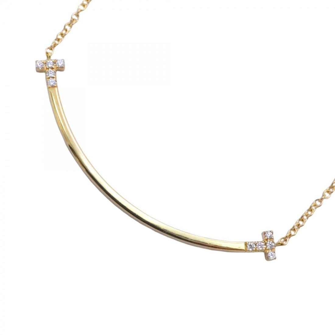 Tiffany & Co. T Smile Small Necklace, 10 Diamonds, 18K Yellow Gold, Ladies' Necklace (1 of 10)