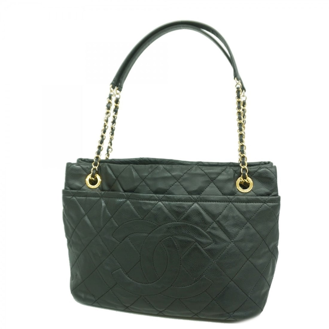 Chanel Tote Bag/Chain Tote, Matelassé Caviar Leather, Black, Women's: --- Catalog ---Category: SizeSize (HxWxD): 24cm x 32cm x 15.5cm / 9.44'' x 12.59'' x 6.1''Category: DesignType: Tote bagColor: BlackGender: WomenMaterial: Grained Calfskin Hardware Color: GoldCategory