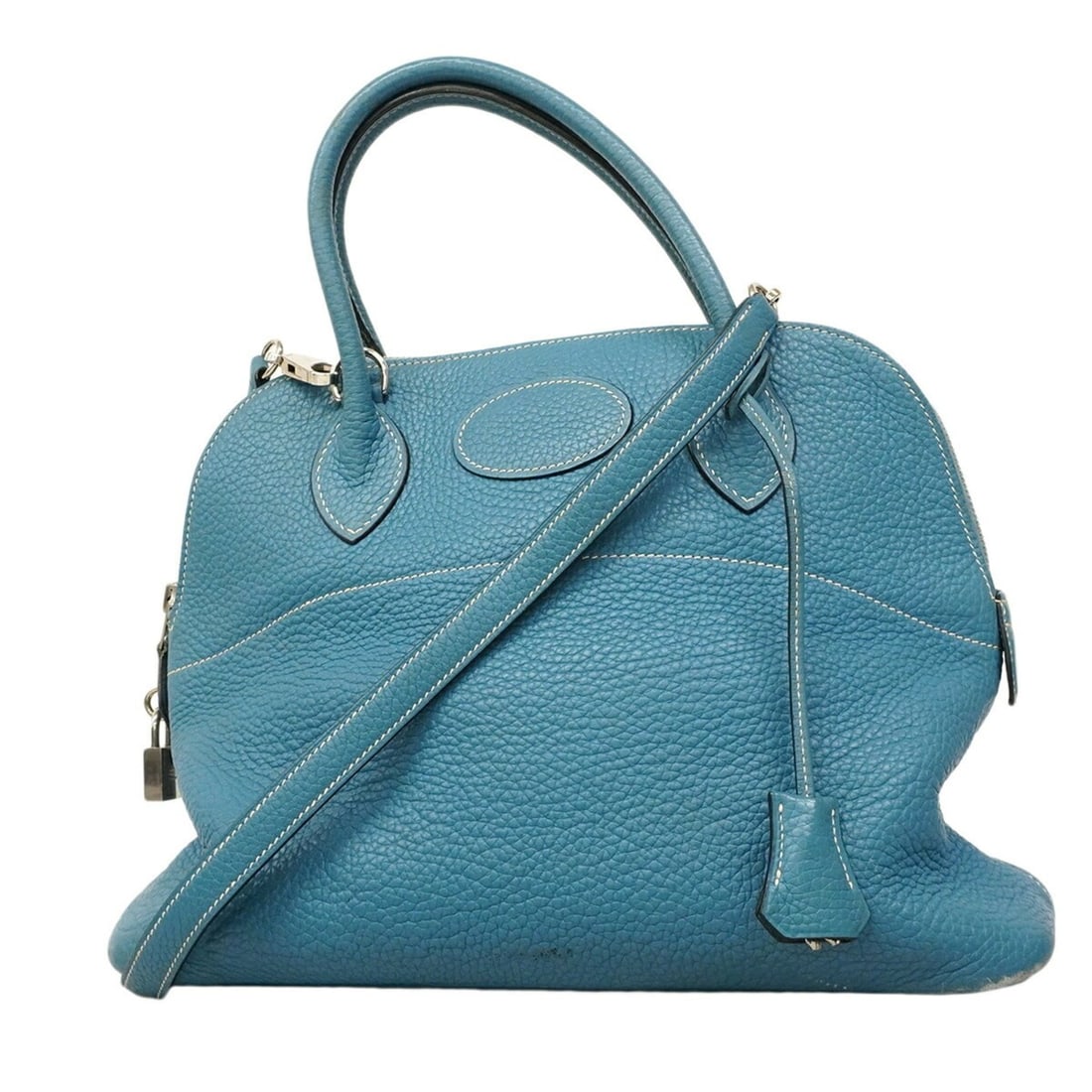 Hermes Bolide 31 handbag, Taurillon Clemence leather, Blue Jean color, ?I stamp, 2-way bag for (1 of 16)