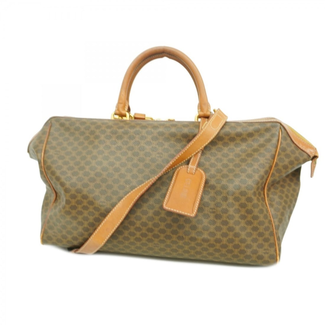 Celine bag, Boston Macadam pattern, brown, for men and women.: --- Catalog ---Category: SizeSize (HxWxD): 29cm x 40cm x 21cm / 11.41'' x 15.74'' x 8.26''Category: DesignType: Boston bagColor: BrownGender: Men,WomenMaterial: PVC Hardware Color: GoldCategory: Gener