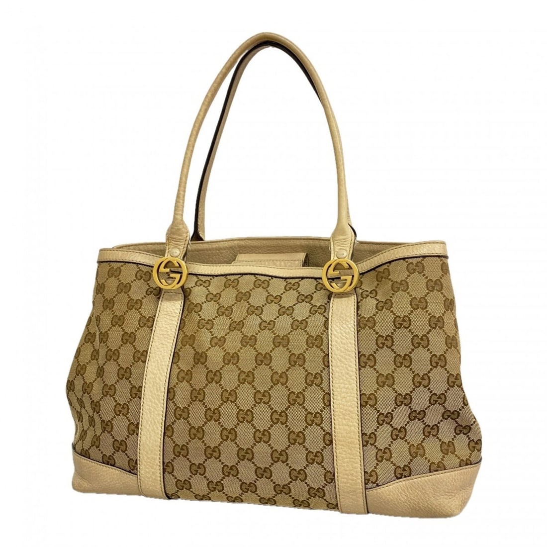 Gucci GG Canvas Tote Bag 353122 Beige Women's: --- Catalog ---Category: SizeSize (HxWxD): 25cm x 35cm x 14cm / 9.84'' x 13.77'' x 5.51''Category: DesignType: Tote bagColor: BeigeGender: WomenMaterial: Canvas Hardware Color: GoldCategory: GeneralMP