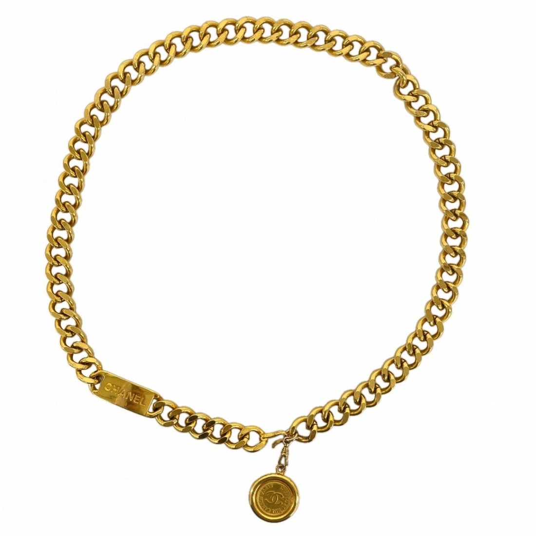 Chanel Gold Belt for Women: --- Catalog ---Category: SizeLength: 85cm / 33.46''Category: DesignType: Chain beltColor: GoldGender: WomenCategory: GeneralBrand: Chanel--- Item List ---Section: ConditionRanking: Rank AB Used - Trac