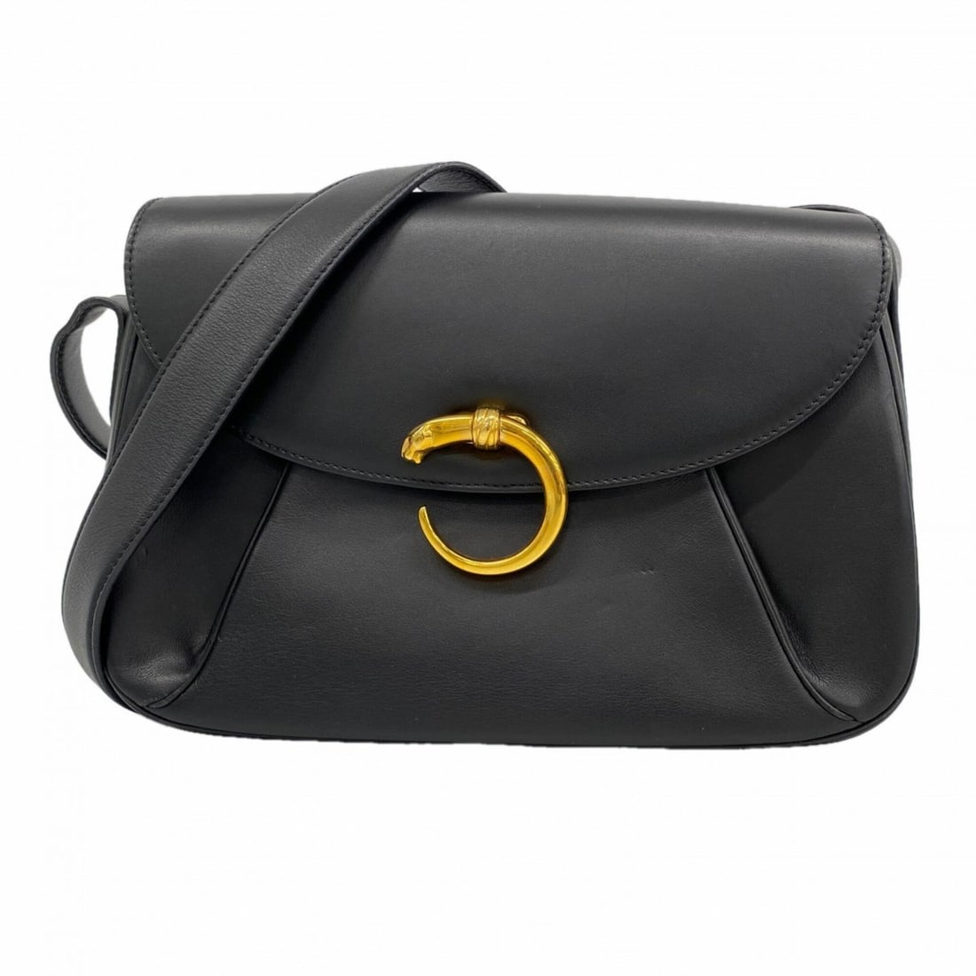 Cartier Panthère Shoulder Bag, Leather, Black, Women's: --- Catalog ---Category: SizeSize (HxWxD): 18cm x 27cm x 6.5cm / 7.08'' x 10.62'' x 2.55''Category: DesignType: Shoulder bagColor: BlackGender: WomenMaterial: Leather Hardware Color: GoldCategory: