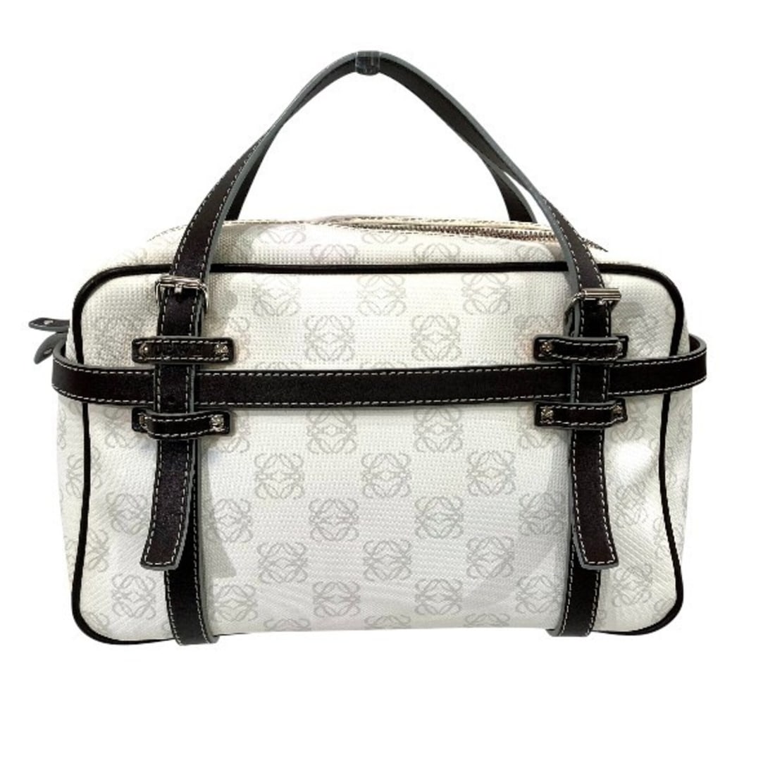 Loewe Repeat Anagram White Handbag (Women's Handbag): --- Catalog ---Category: SizeSize (HxWxD): 17cm x 26cm x 9cm / 6.69'' x 10.23'' x 3.54''Category: DesignType: Handbag, PouchColor: WhiteGender: WomenMaterial: PVC Category: GeneralMPN: 290410Brand: