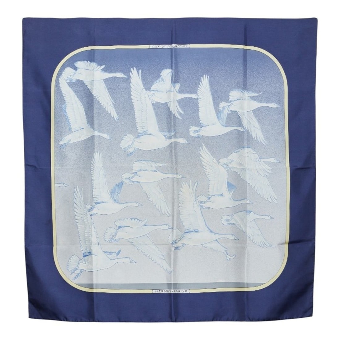 Hermes Carre 90 OISEAUX MIGRATEURS Migratory Bird Scarf/Muffler, Navy Multicolor Silk, Women's: --- Catalog ---Category: SizeSize (LxW): 89cm x 88cm / 35.03'' x 34.64''Category: DesignType: ScarfColor: Multi-color, NavyGender: WomenMaterial: Silk Category: GeneralBrand: Hermes--- Item List ---Se