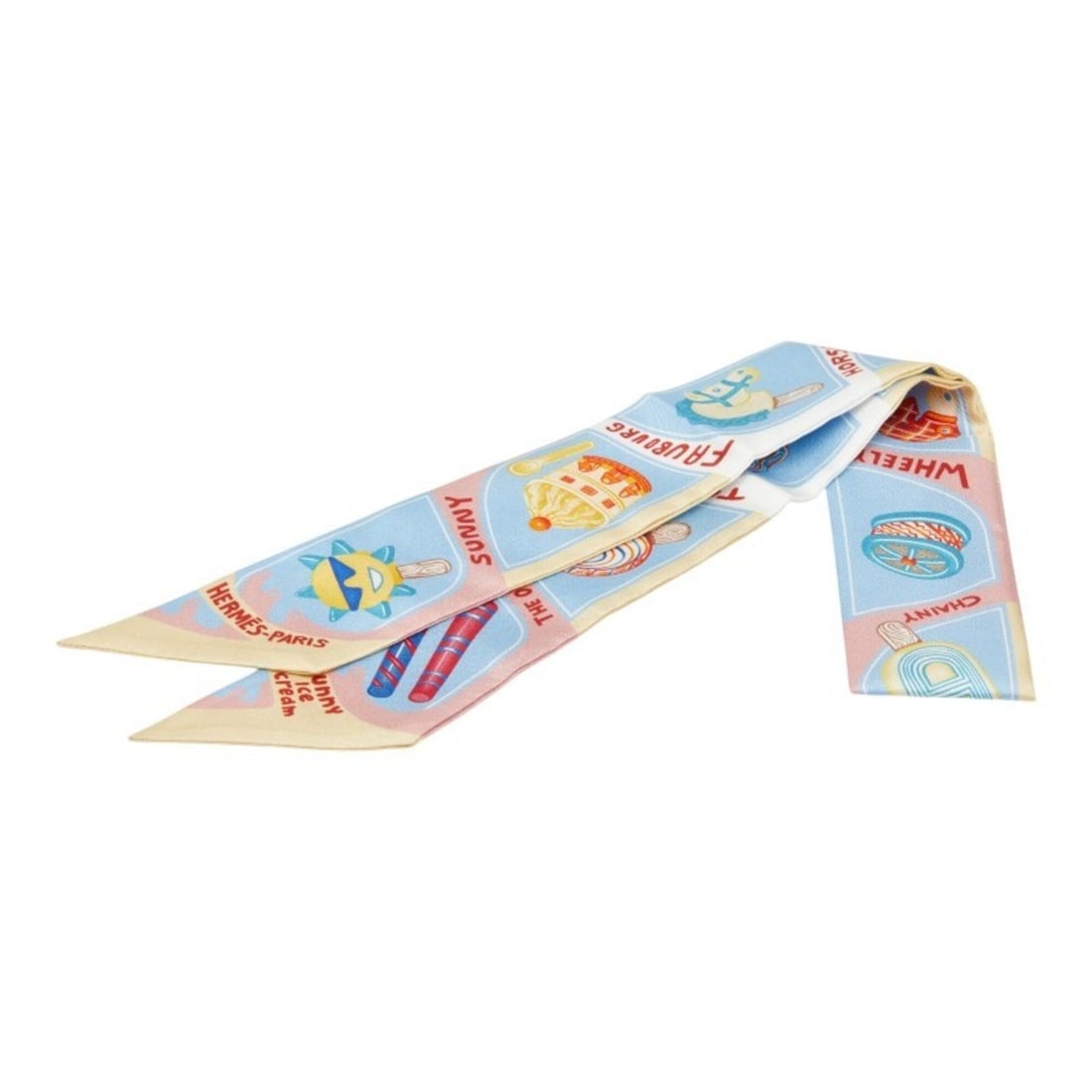 Hermes Twilly Funny Ice Cream Scarf/Muffler, Light Blue/Multicolor, Women's.: --- Catalog ---Category: SizeSize (LxW): 5cm x 89cm / 1.96'' x 35.03''Category: DesignType: ScarfColor: Light blue, Multi-colorGender: WomenCategory: GeneralBrand: Hermes--- Item List ---Section: Cond