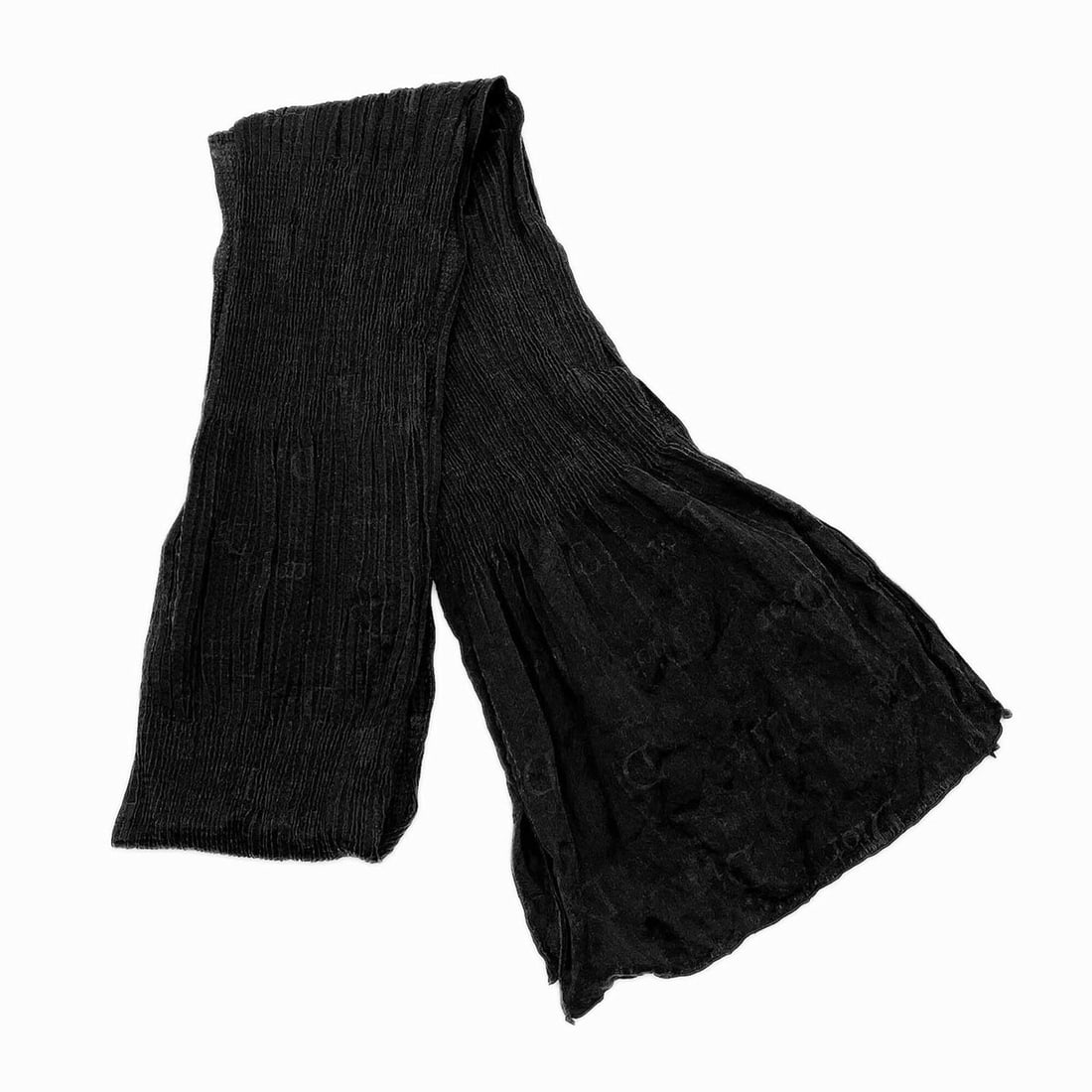 Christian Dior Dior Shirred Stole Scarf with Logo, Cotton, Black, Men's & Women's (1 of 9)