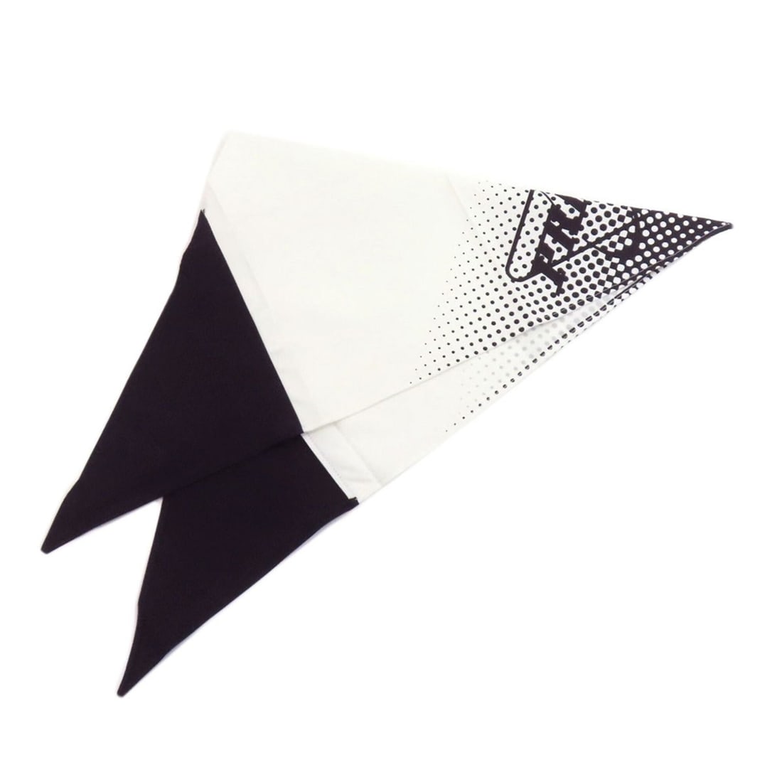 Prada Triangle Dot Scarf/Muffler, Cotton, Women's: --- Catalog ---Category: SizeSize (LxW): 39cm x 76cm / 15.35'' x 29.92''Category: DesignType: ScarfColor: Black, WhiteGender: WomenMaterial: Cotton Category: GeneralBrand: Prada--- Item List ---Sectio