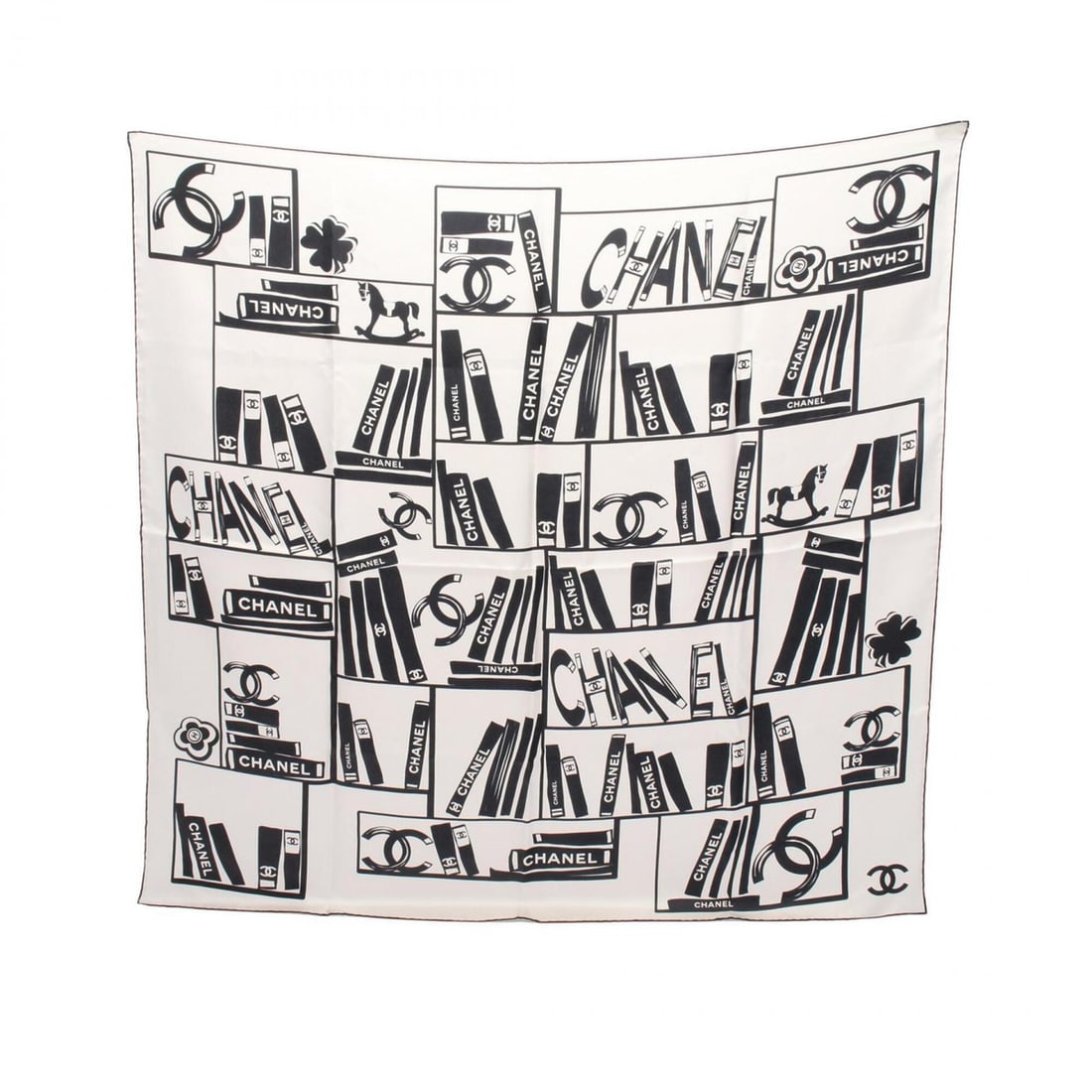 Chanel Coco Mark Scarf/Muffler, Silk, Women's, White/Navy: --- Catalog ---Category: SizeSize (LxW): 90cm x 90cm / 35.43'' x 35.43''Category: DesignType: ScarfColor: Navy, WhiteGender: WomenMaterial: Silk Category: GeneralBrand: Chanel--- Item List ---Section: