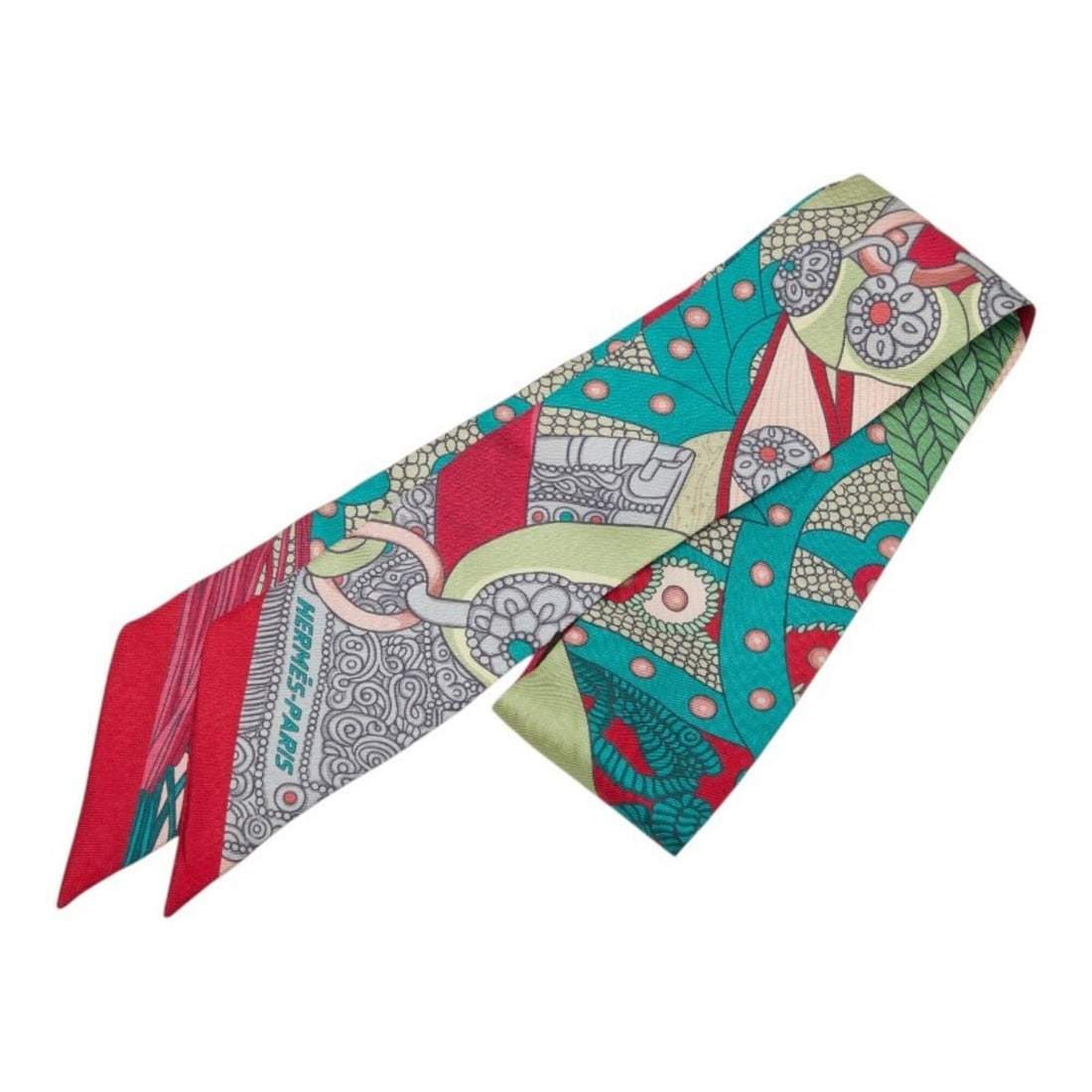 Hermes Twilly Selle de Dignitaire (Official's Saddle) Scarf/Muffler, Multicolor Silk, Women's: --- Catalog ---Category: SizeSize (LxW): 85.5cm x 5cm / 33.66'' x 1.96''Category: DesignType: ScarfColor: Multi-colorGender: WomenMaterial: Silk Category: GeneralBrand: Hermes--- Item List ---Section: