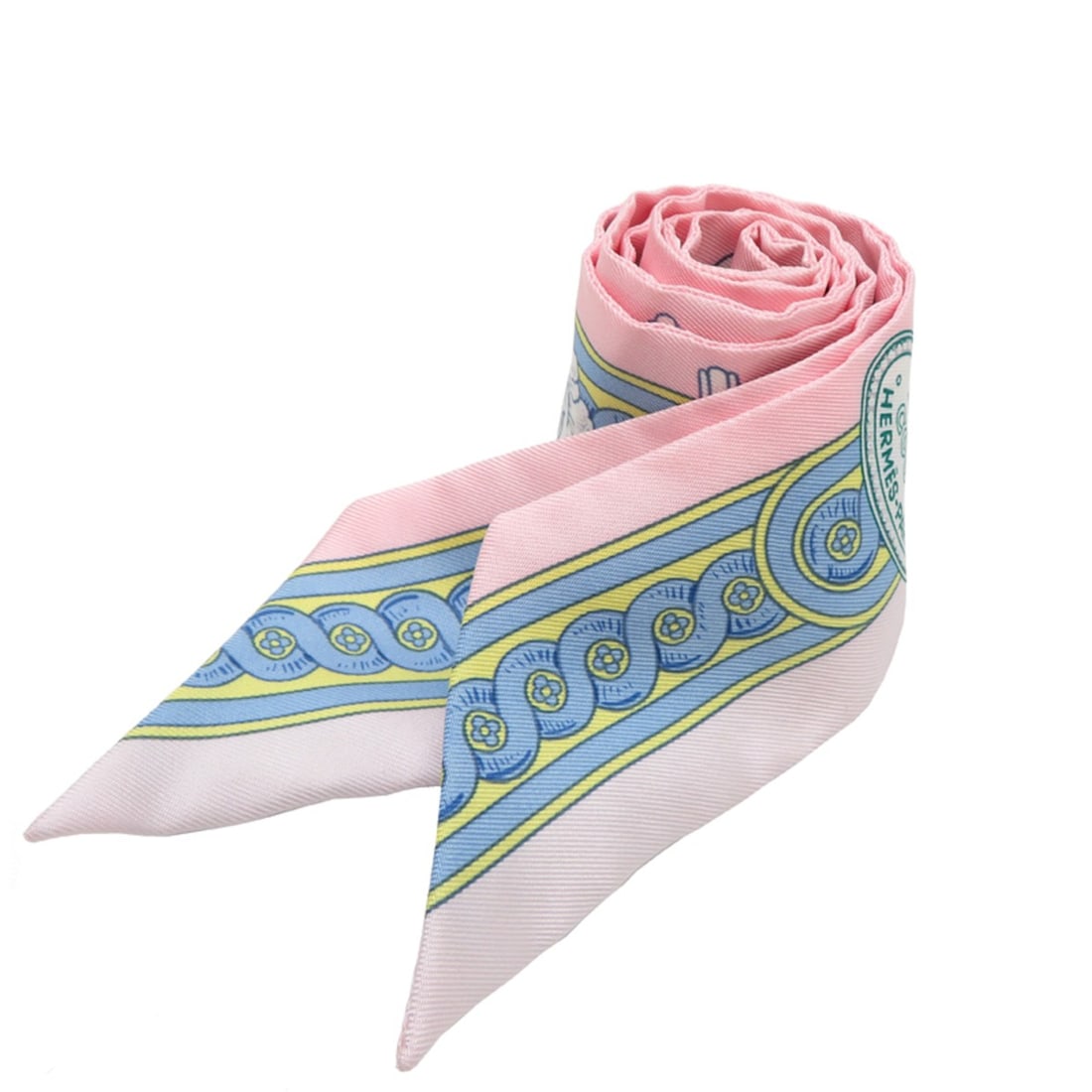 Hermes Twilly Women's Scarf/Muffler, 100% Silk, Pink (1 of 7)