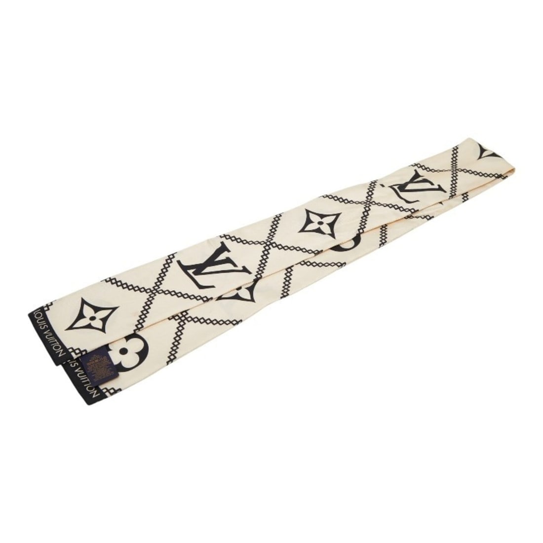 Louis Vuitton Monogram Bandeau Croision Scarf M77453 Beige Black Silk Women's LOUIS VUITTON: --- Catalog ---Category: SizeSize (LxW): 8cm x 1.17m / 3.14'' x 46.06''Category: DesignType: ScarfColor: Beige, BlackGender: WomenMaterial: Silk Category: GeneralLine: MonogramBrand: Louis Vuitton--- 