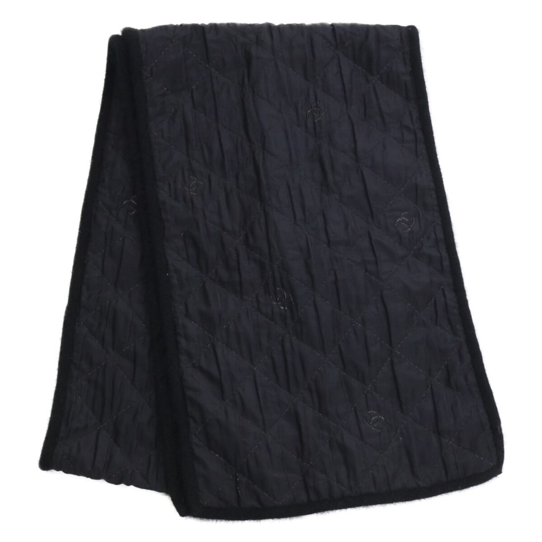 CHANEL H6284 Wool Silk Angora Glitter Coco Mark Embroidered Scarf Black Women's (1 of 8)