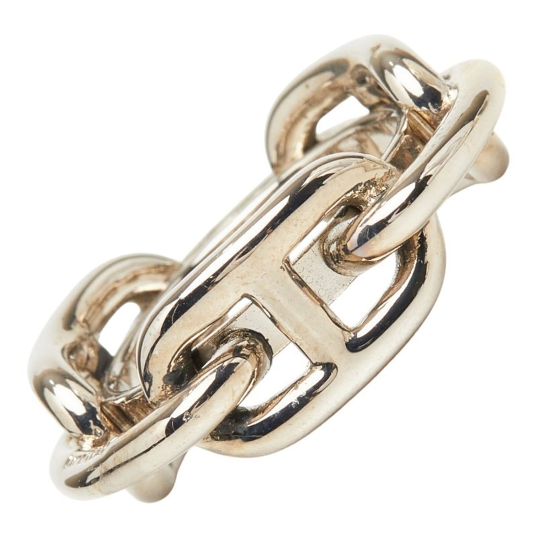 Hermes Lucadet Chaine d'Ancre Scarf Muffler Ring Silver Metal Women's HERMES: --- Catalog ---Category: DesignType: Scarf ringColor: SilverGender: WomenMaterial: Metal Category: GeneralBrand: HermesCategory: Physical PropertiesSize (HxWxD): 1.03cm x 3.15cm / 0.4'' x 1.24''--- It