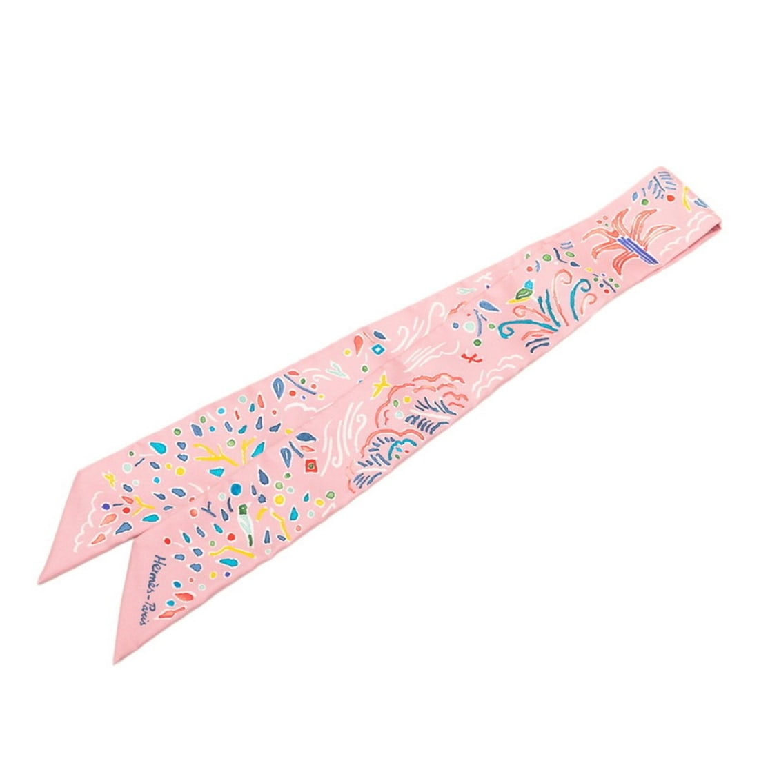 Hermes Twilly ISOLA DI PRIMAVERA (Spring Island) Scarf/Muffler, Pink Silk, Women's HERMES: --- Catalog ---Category: SizeSize (LxW): 86cm x 5cm / 33.85'' x 1.96''Category: DesignType: ScarfColor: PinkGender: WomenMaterial: Silk Category: GeneralBrand: Hermes--- Item List ---Section: Conditio
