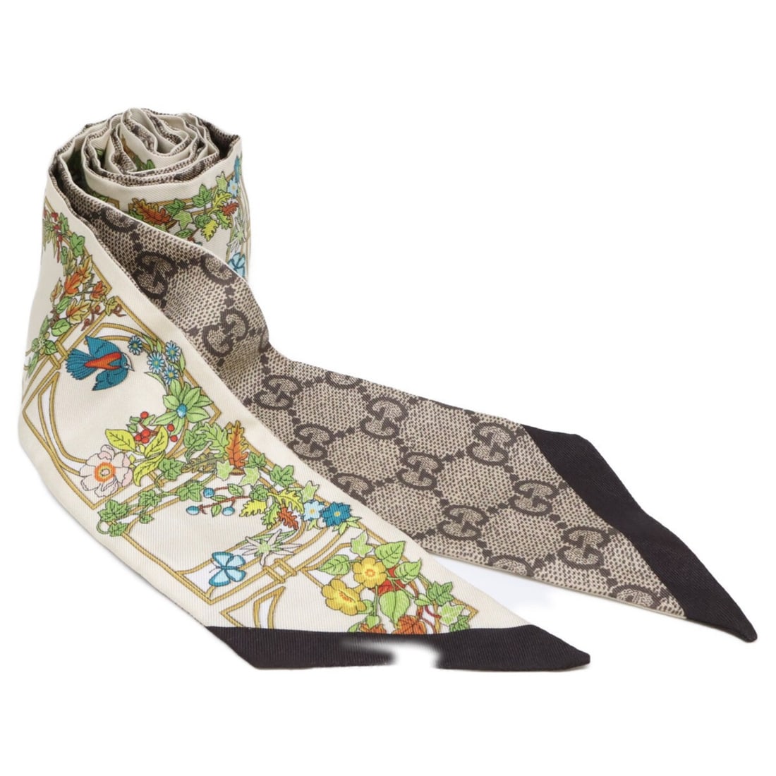GUCCI GG Flora Silk Scarf/Muffler, Beige/Ivory, Women's: --- Catalog ---Category: SizeSize (LxW): 1.23m x 5.5cm / 48.42'' x 2.16''Category: DesignType: ScarfColor: Beige, IvoryGender: WomenMaterial: Silk Category: GeneralBrand: Gucci--- Item List ---Section