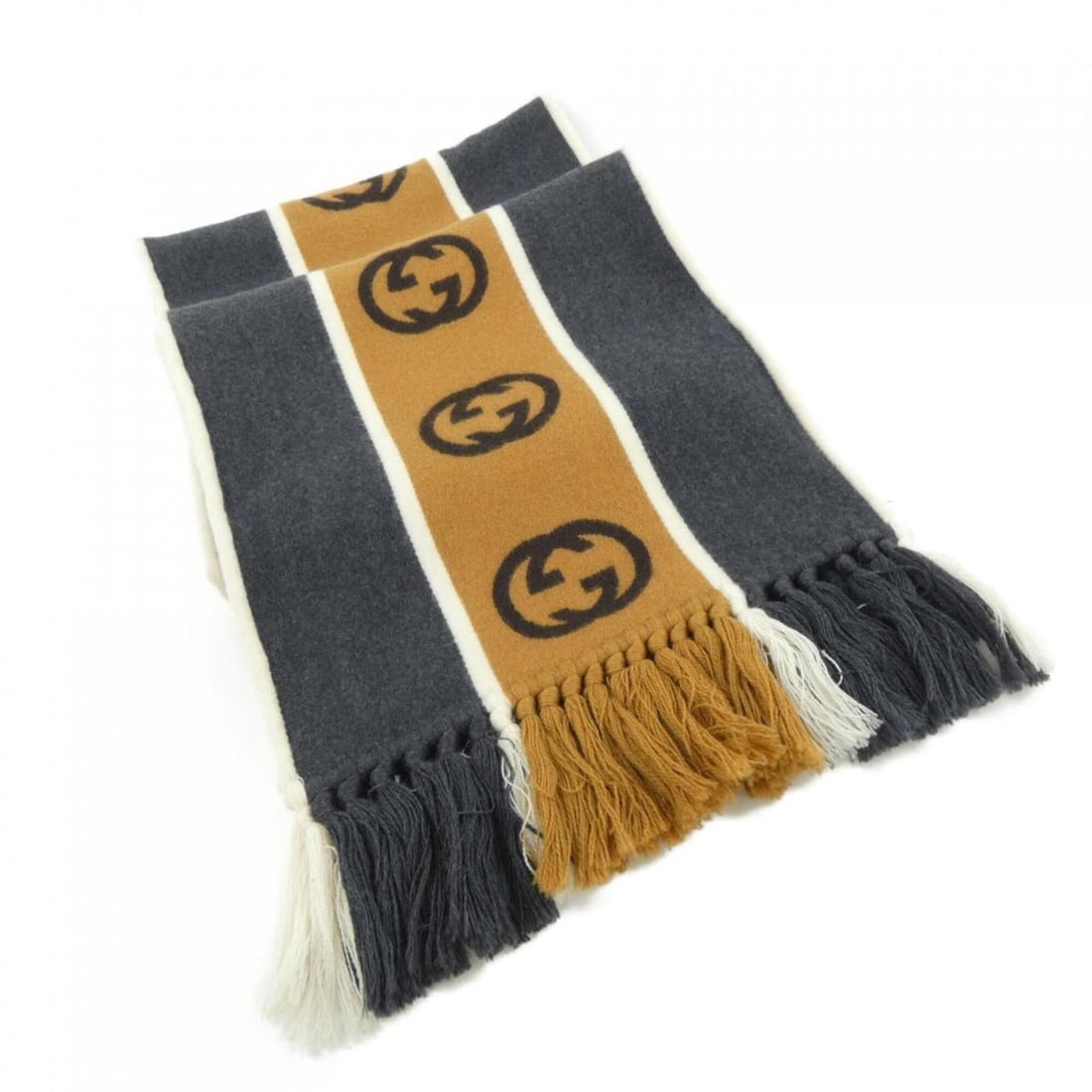 Gucci scarf: --- Catalog ---Category: SizeSize (LxW): 1.75m x 32.5cm / 68.89'' x 12.79''Category: DesignType: ShawlColor: Brown, GrayGender: Women,MenCategory: GeneralBrand: Gucci--- Item List ---Section: