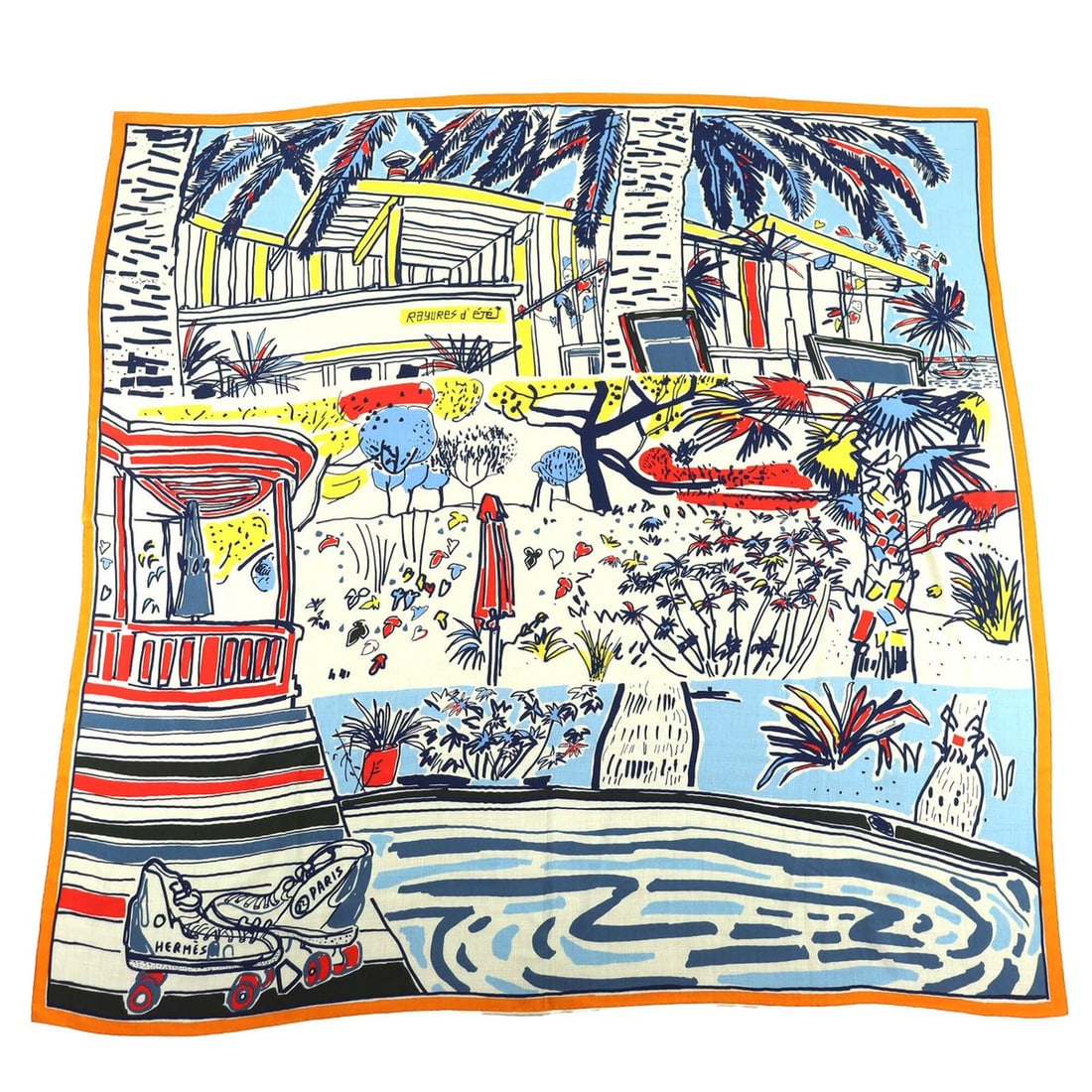 HERMES 23SS RAYURES D’ETE Cashmere Silk Carre Géant Scarf/Muffler, Multicolor, Made in France,: --- Catalog ---Category: SizeSize (LxW): 1.36m x 1.36m / 53.54'' x 53.54''Category: DesignType: ScarfColor: Multi-colorGender: WomenMaterial: Cashmere 70%, Silk 30%Category: GeneralBrand: HermesCountr