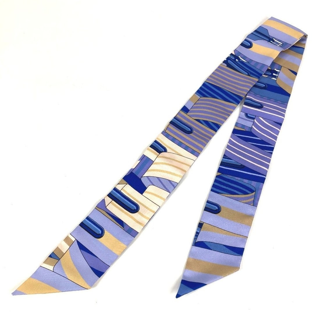 HERMES Twilly Bandeau Scarf Accessory Muffler Silk Women's Blue (1 of 11)