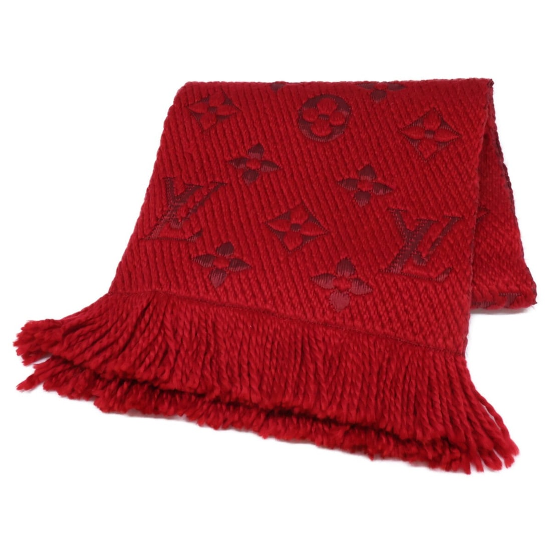 LOUIS VUITTON M72432 Echarpe Logomania Wool Silk Fringe Scarf Red Women's: --- Catalog ---Category: SizeSize (LxW): 1.75m x 29cm / 68.89'' x 11.41''Category: DesignType: StoleColor: Red colorGender: WomenMaterial: Wool Category: GeneralBrand: Louis Vuitton--- Item List