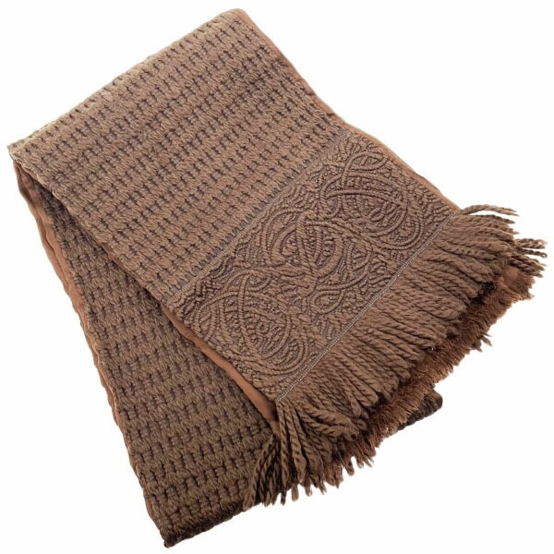 LOEWE Scarf Wool Yarn Silk Dark Brown Stole Shawl YY-14487: --- Catalog ---Category: PackNumber in Pack: 4Category: SizeSize (LxW): 1.52m x 23cm / 59.84'' x 9.05''Category: DesignType: StoleColor: Dark brownGender: Women,MenMaterial: Wool 90%, Silk 10%Category