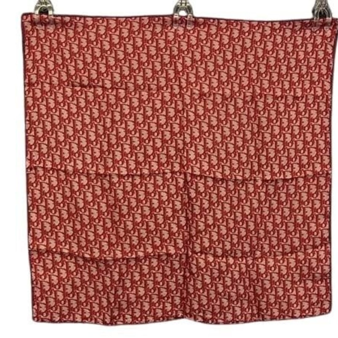 Christian Dior Trotter Scarf, Red Silk, Women's: --- Catalog ---Category: SizeSize (LxW): 65cm x 66.5cm / 25.59'' x 26.18''Category: DesignType: ScarfColor: Red colorGender: WomenMaterial: Silk Category: GeneralBrand: Christian DiorCountry of Origin